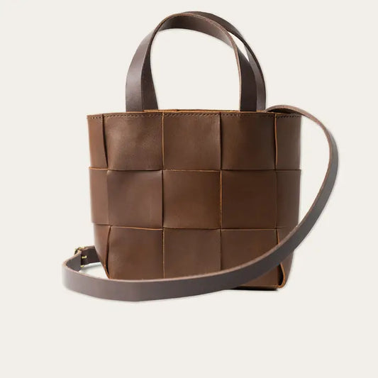 Leather Woven Mini Tote
